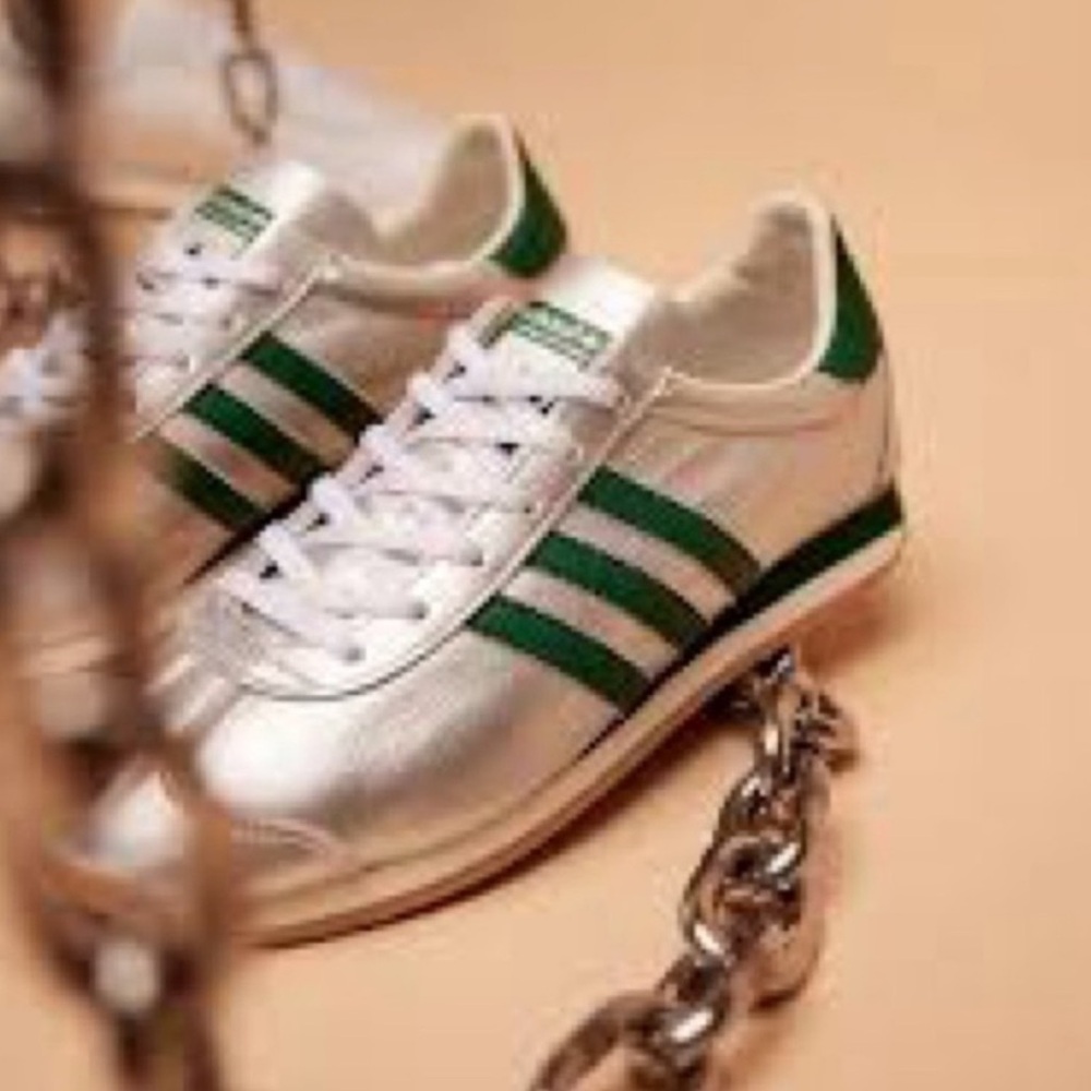 adidas Silver and Green Women's Sneakers
